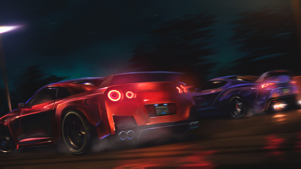 Nissan Gt-r, A90 Oben, 2020 Toyota Supra, Sportwagen, Car. Wallpaper in 1280x720 Resolution