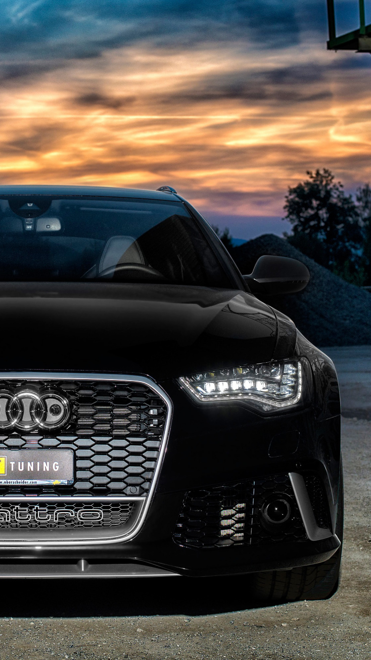 Black Audi a 4 on Road During Sunset. Wallpaper in 750x1334 Resolution
