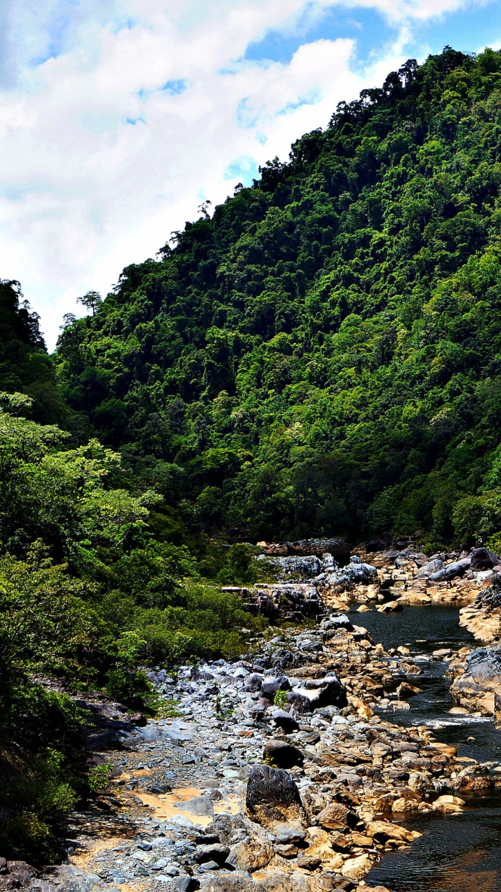 Green Mountains and River Under Blue Sky During Daytime. Wallpaper in 720x1280 Resolution