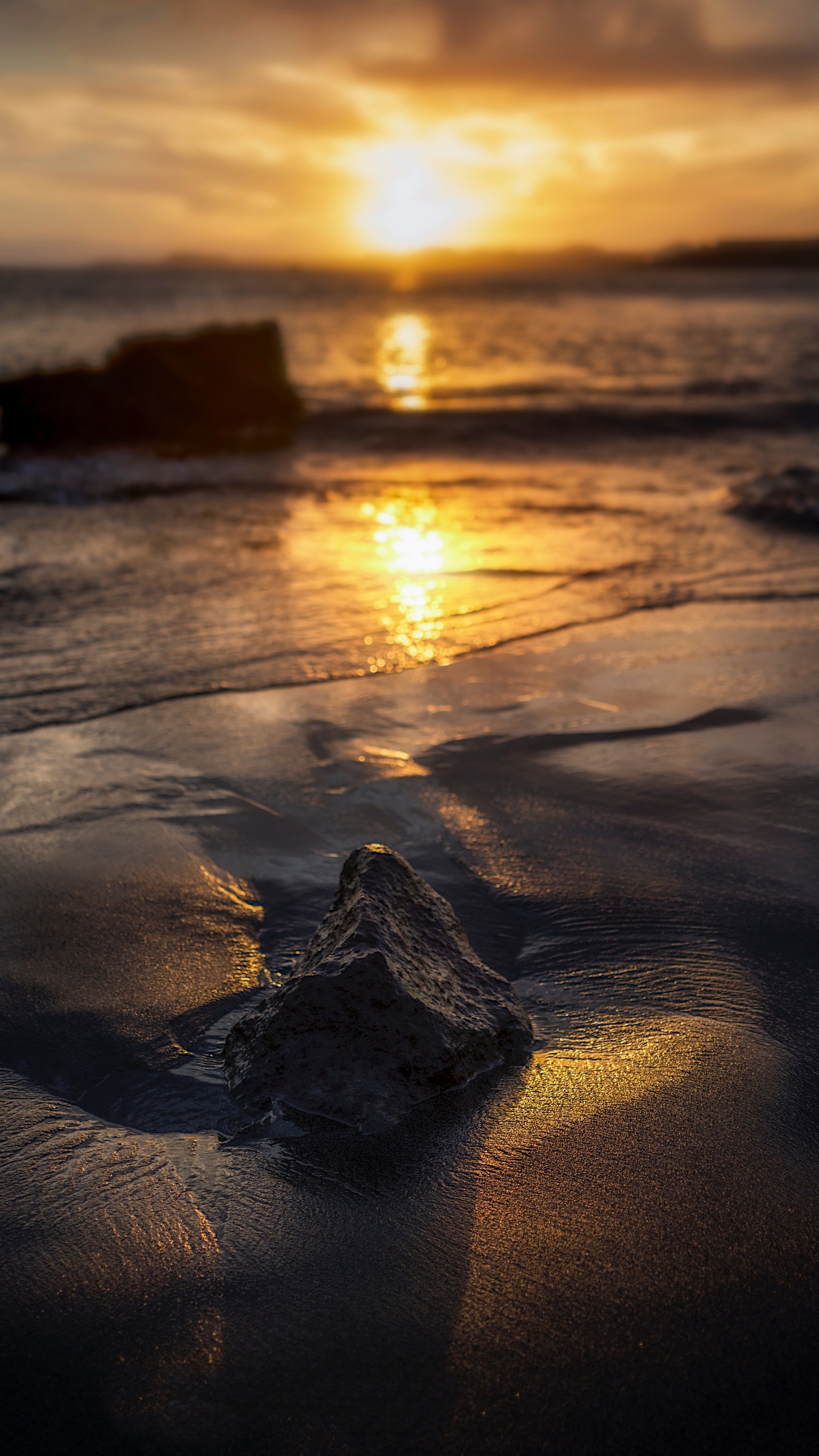 Sonnenuntergang, Strand, Meer, Horizont, Natur. Wallpaper in 1440x2560 Resolution