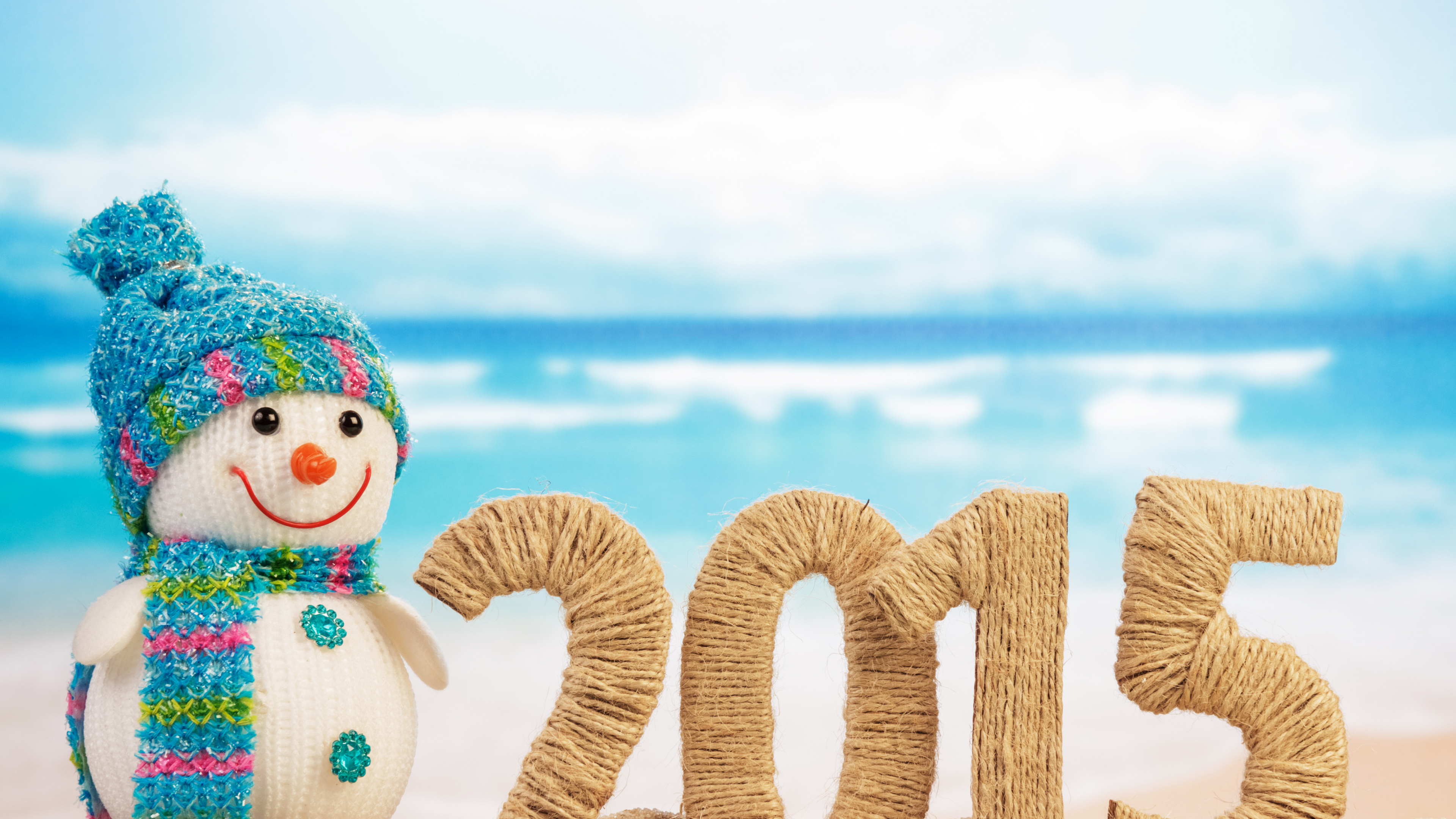 Nochevieja, el Día de Año Nuevo, Muñeco, Vacaciones, Tarjeta de Navidad. Wallpaper in 3840x2160 Resolution