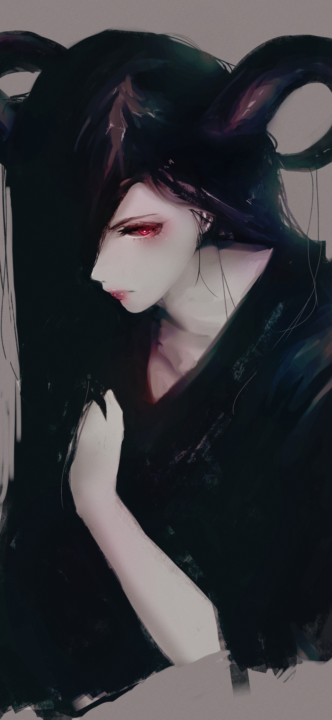 Femme en Robe Noire Aux Cheveux Noirs. Wallpaper in 1125x2436 Resolution