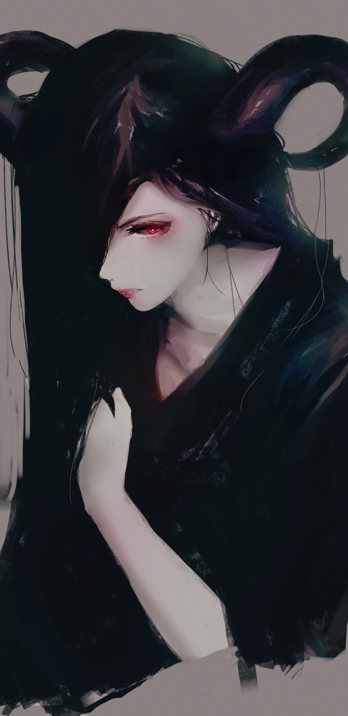 Mujer Vestida de Negro Con Cabello Negro. Wallpaper in 1440x2960 Resolution