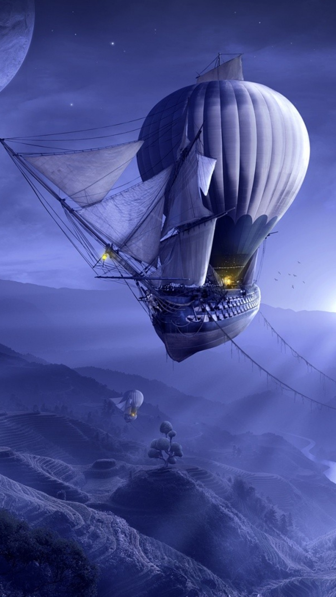 Globo Aerostático Blanco y Negro. Wallpaper in 1080x1920 Resolution