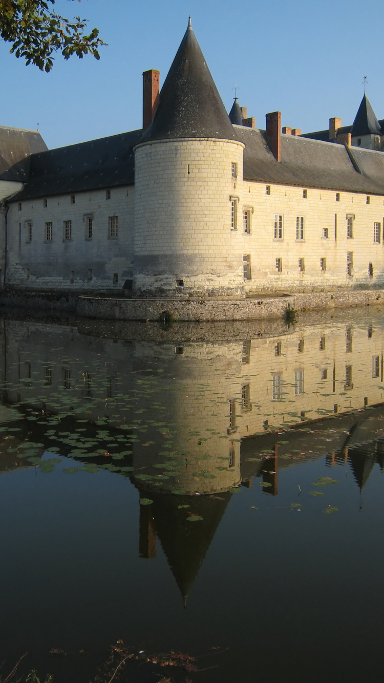 Chteau du Plessis-Bourr, Anjou, Castle, Reflection, Water Castle. Wallpaper in 750x1334 Resolution
