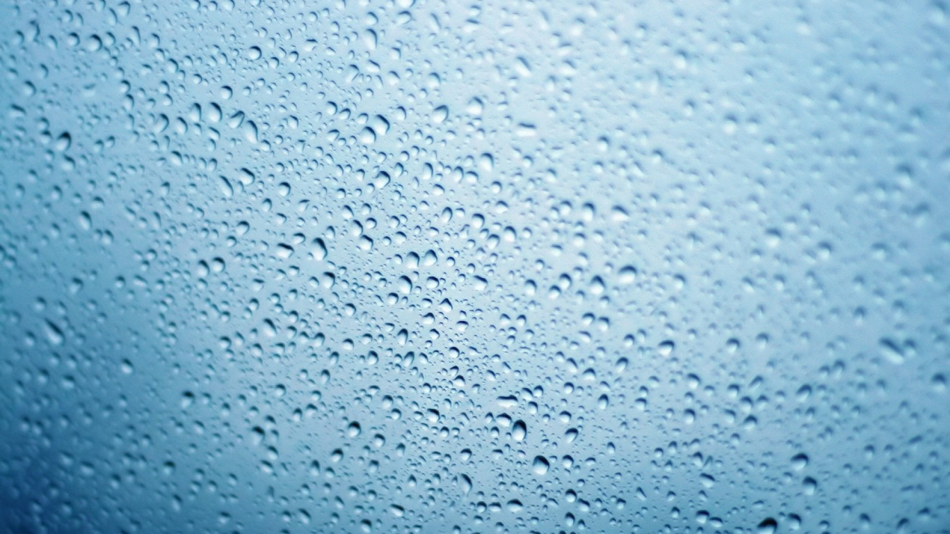 Water Droplets on Clear Glass. Wallpaper in 1366x768 Resolution
