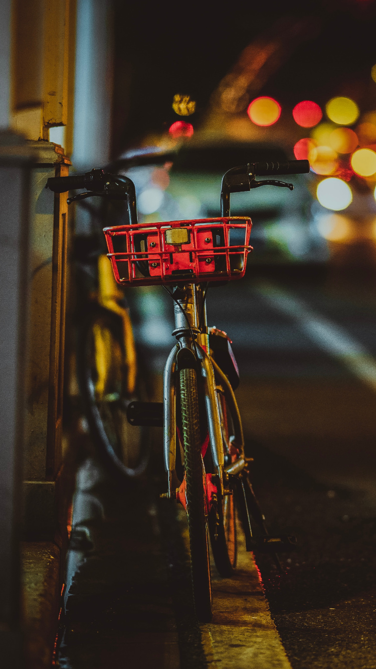 自行车, 光, 车道, 路灯, 车灯 壁纸 750x1334 允许