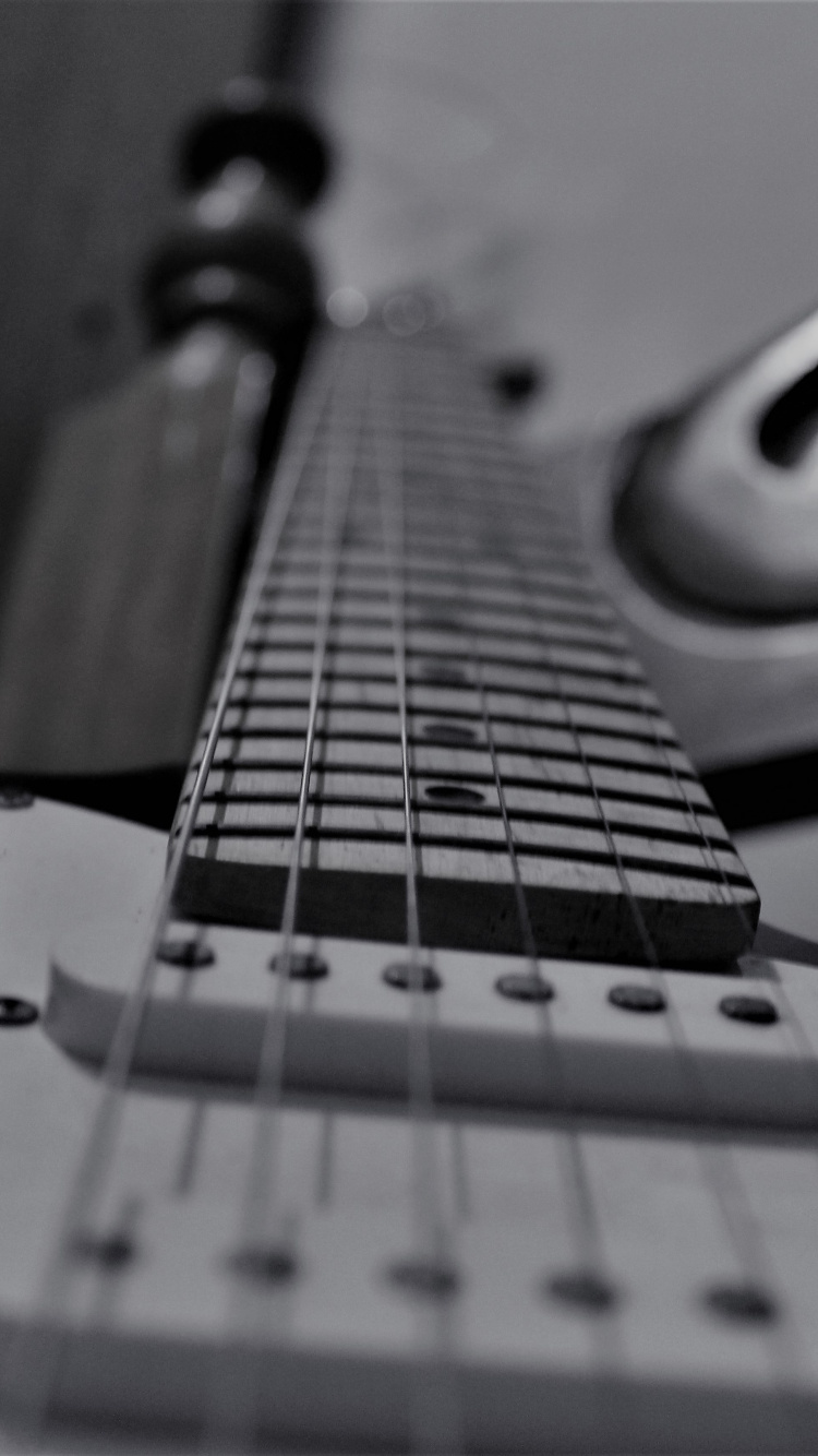 Bass Guitar, Black and White, Electric Guitar, Guitar, String Instrument. Wallpaper in 750x1334 Resolution
