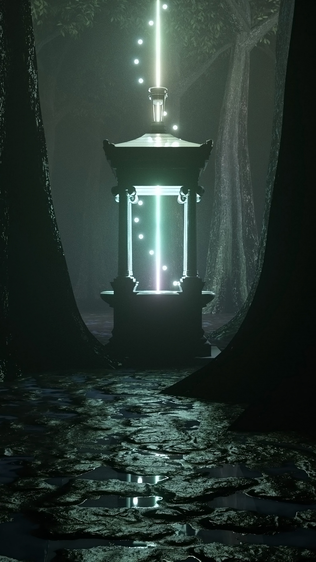 绿色的, 光, 液体, 路灯, 午夜 壁纸 1080x1920 允许