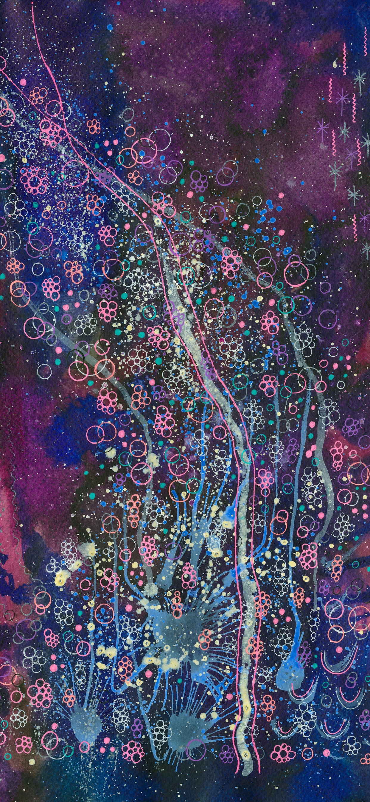 Red Blue and White Abstract Painting. Wallpaper in 1242x2688 Resolution