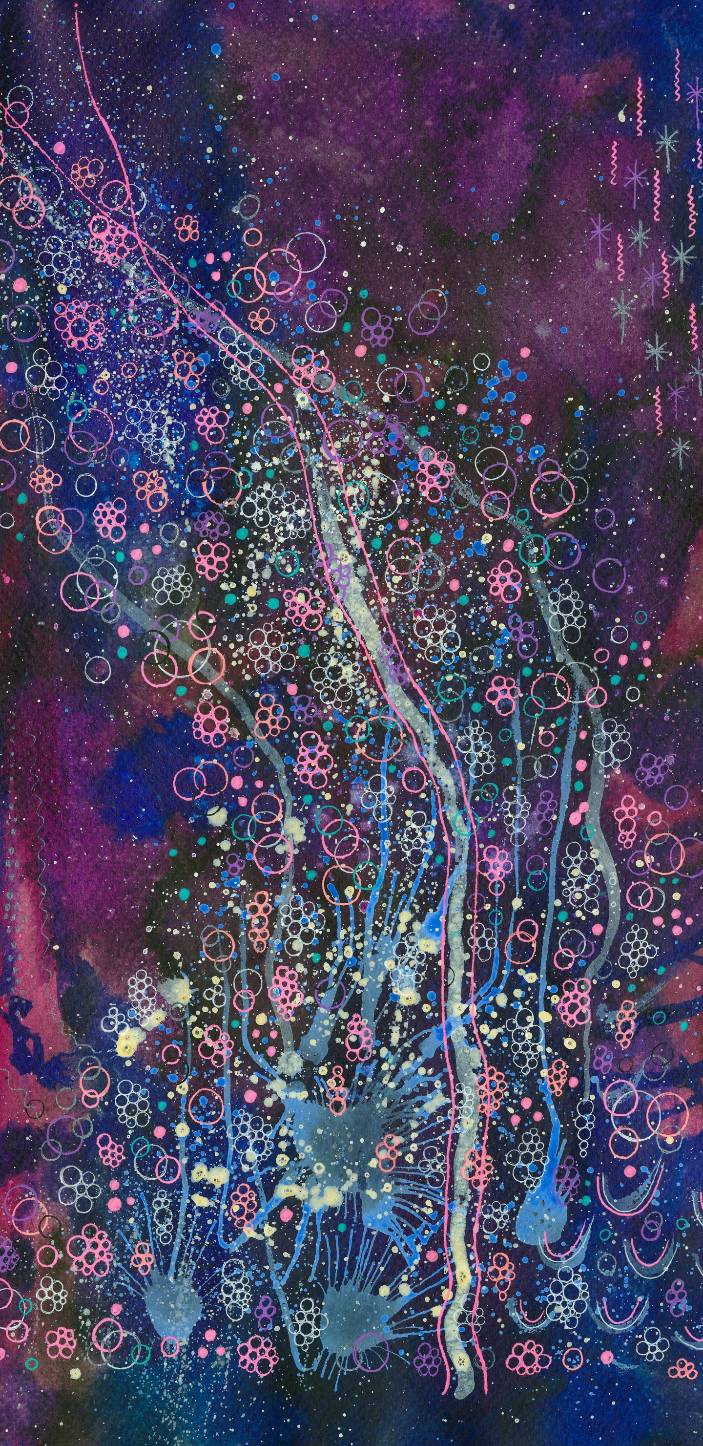 Red Blue and White Abstract Painting. Wallpaper in 1440x2960 Resolution