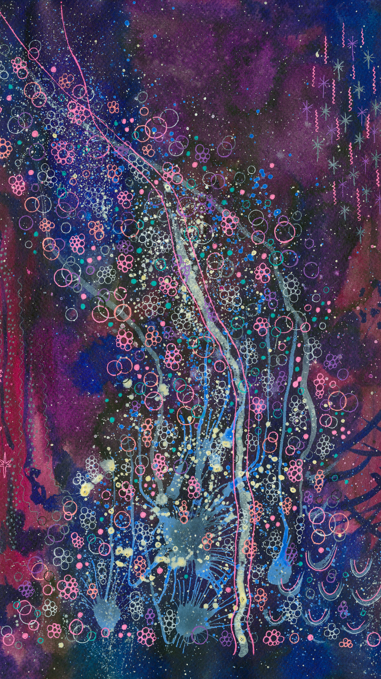 水彩画, 丙烯酸涂料, 紫色的, 现代艺术, 紫罗兰色 壁纸 750x1334 允许
