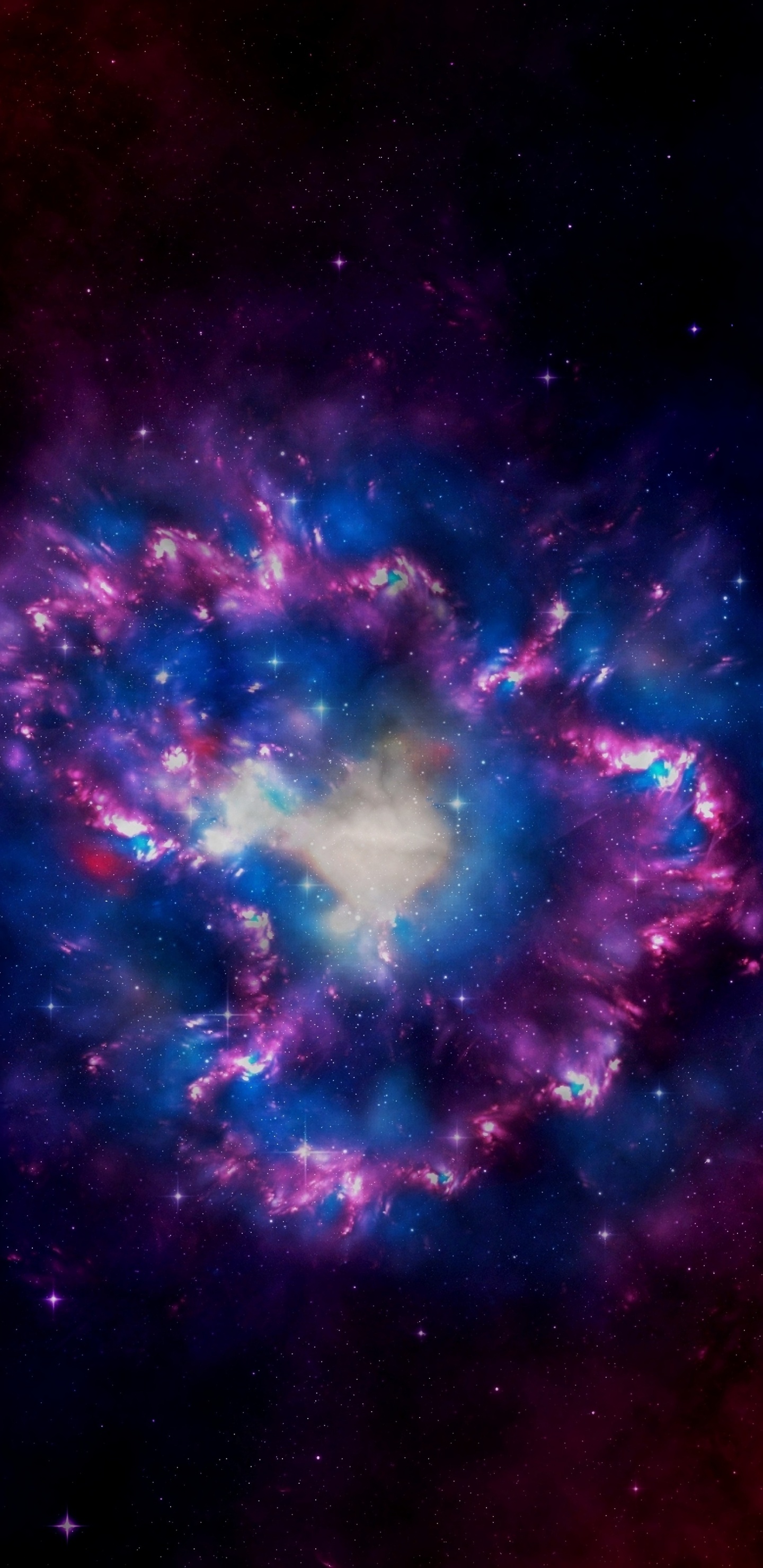Illustration de la Galaxie Violette et Bleue. Wallpaper in 1440x2960 Resolution