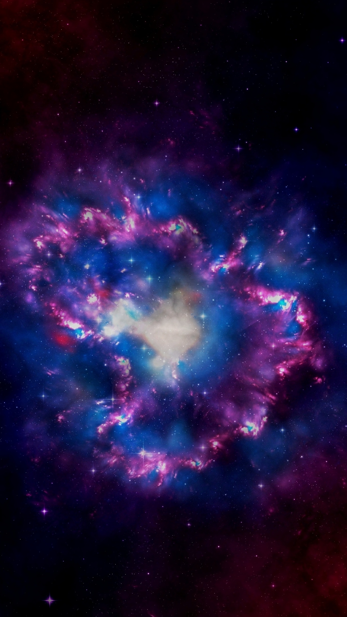 Ilustración de Galaxia Púrpura y Azul. Wallpaper in 1440x2560 Resolution