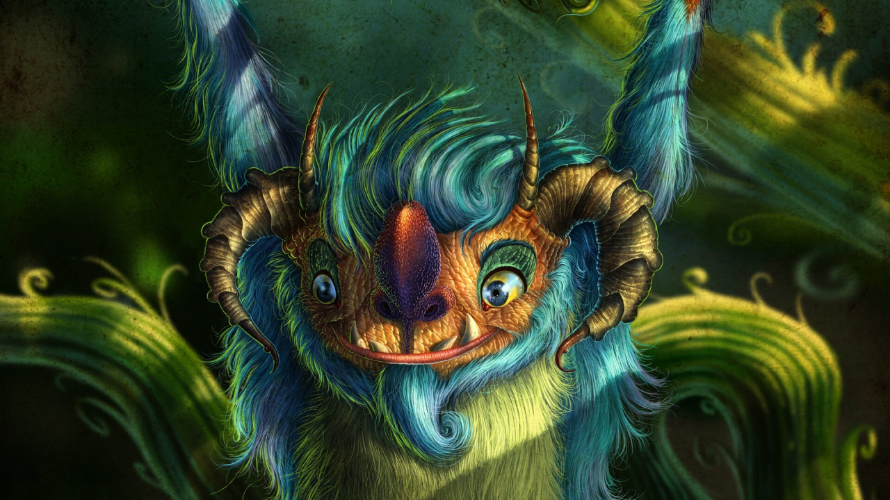 Pintura Dragón Azul Verde y Marrón. Wallpaper in 1280x720 Resolution