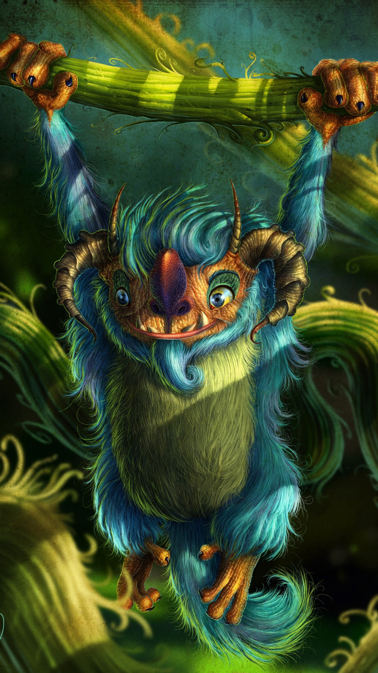 Blue Green and Brown Dragon Painting. Wallpaper in 750x1334 Resolution