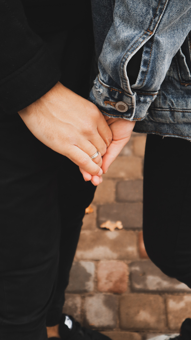 Holding Hands, Hand, Jeans, Leg, Nail. Wallpaper in 750x1334 Resolution