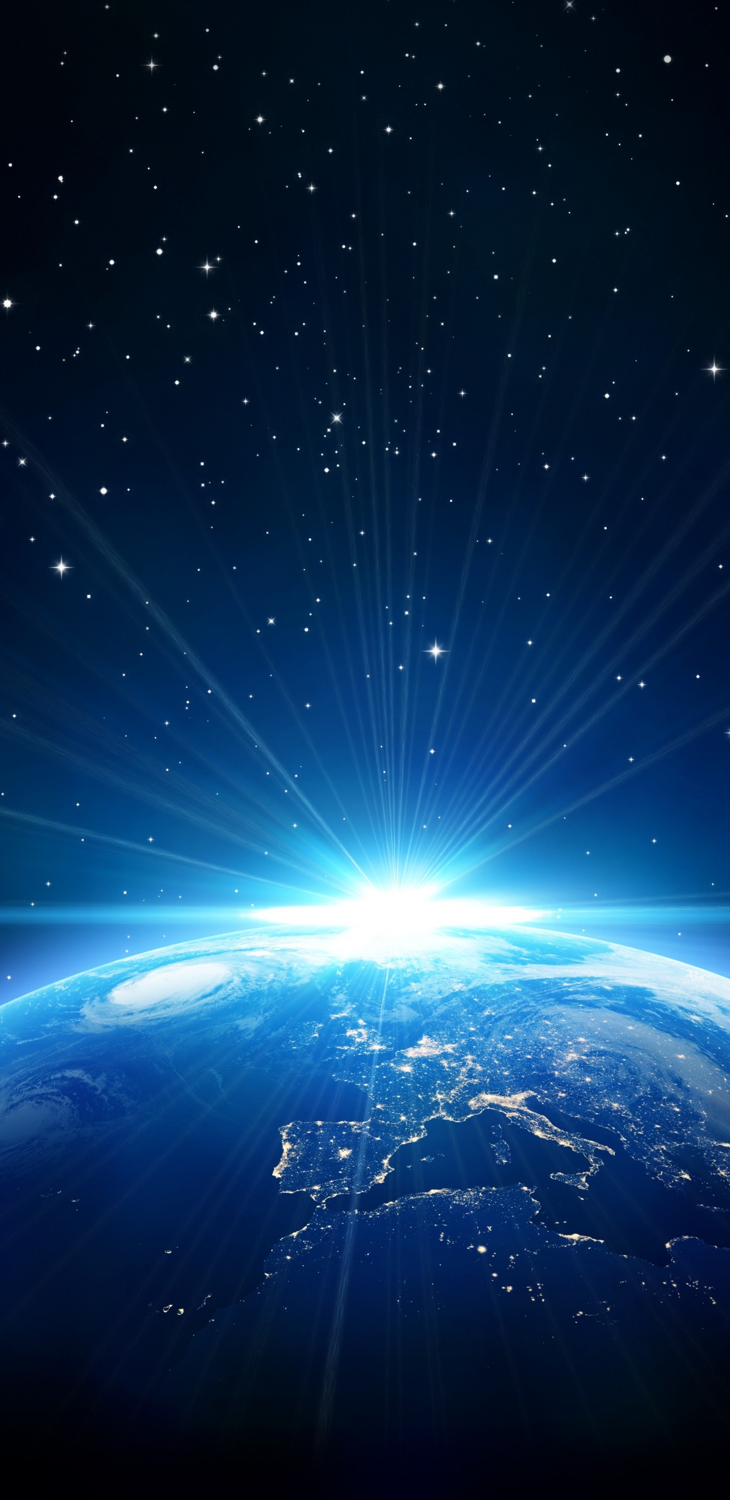 Luz Azul y Blanca en el Cielo. Wallpaper in 1440x2960 Resolution