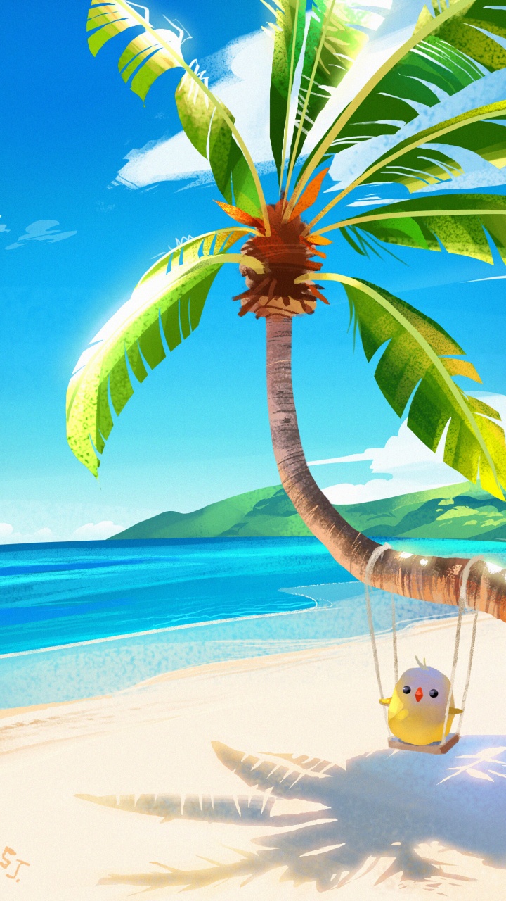 Illustration, Tropics, Baum, Natur, Urlaub. Wallpaper in 720x1280 Resolution
