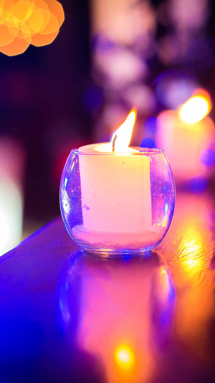 Candle, Lighting, Blue, Light, Purple. Wallpaper in 750x1334 Resolution