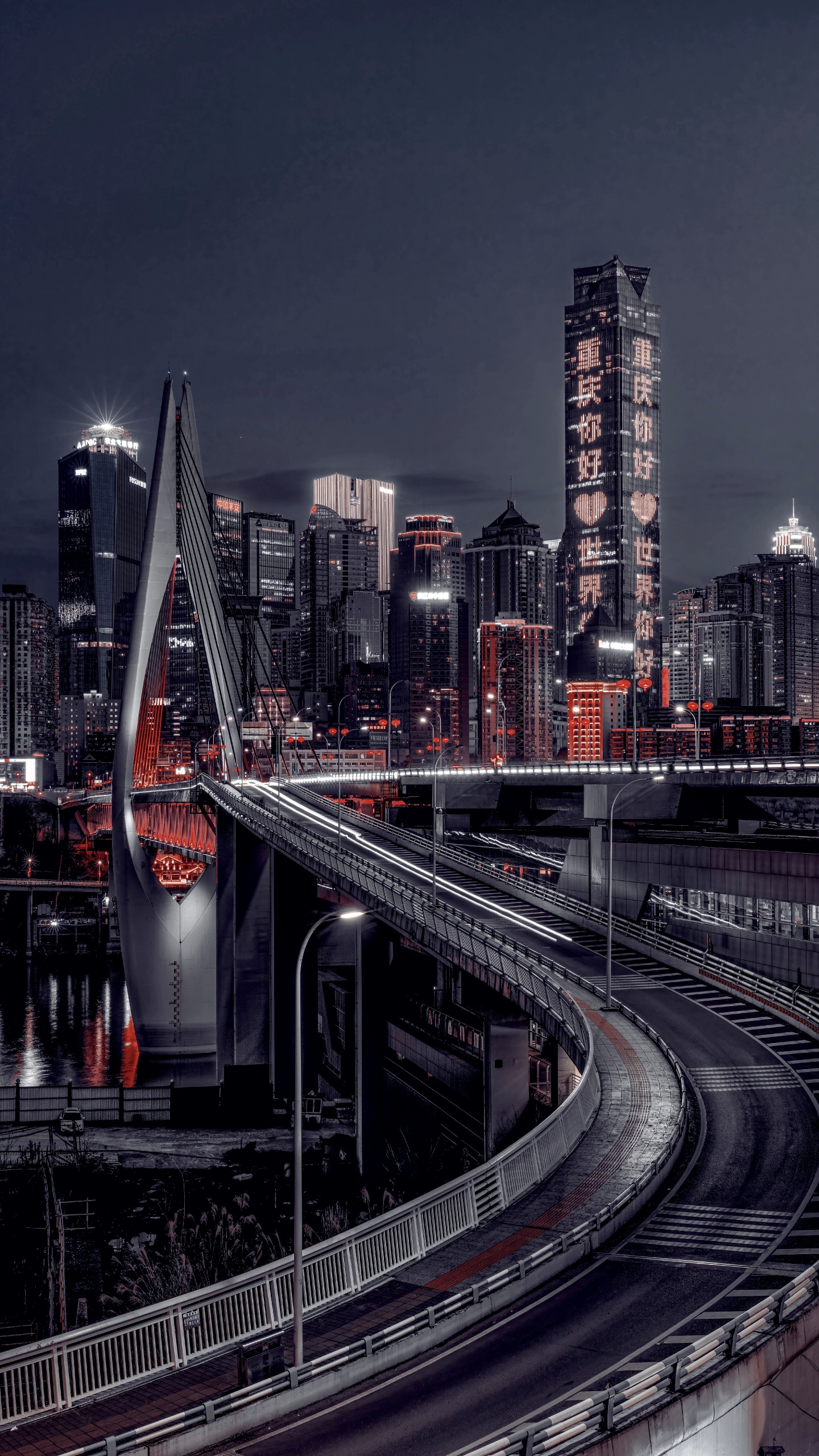 City, Hieroglyph, Bridge, Skyscraper, Building. Wallpaper in 1440x2560 Resolution