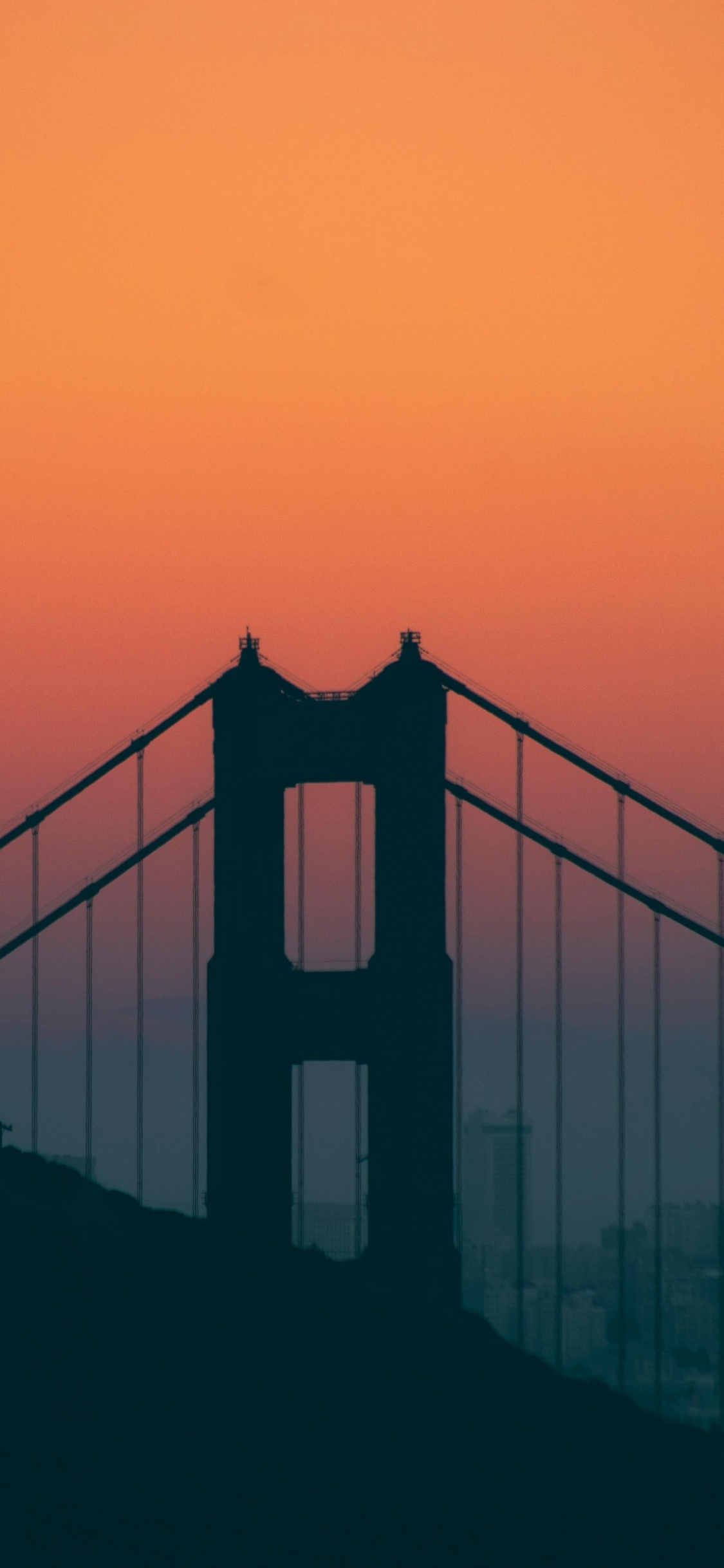 Golden Gate Bridge, Atmosphäre, Cloud, Gewässer, Afterglow. Wallpaper in 1125x2436 Resolution