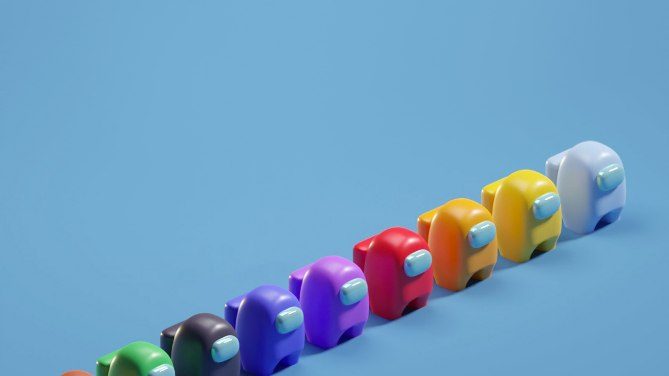Among Us, Entre Nosotros Colores de Personajes, Azure, Aqua, Plastico. Wallpaper in 1366x768 Resolution