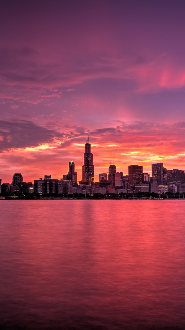 Skyline Der Stadt Bei Nacht Night. Wallpaper in 750x1334 Resolution