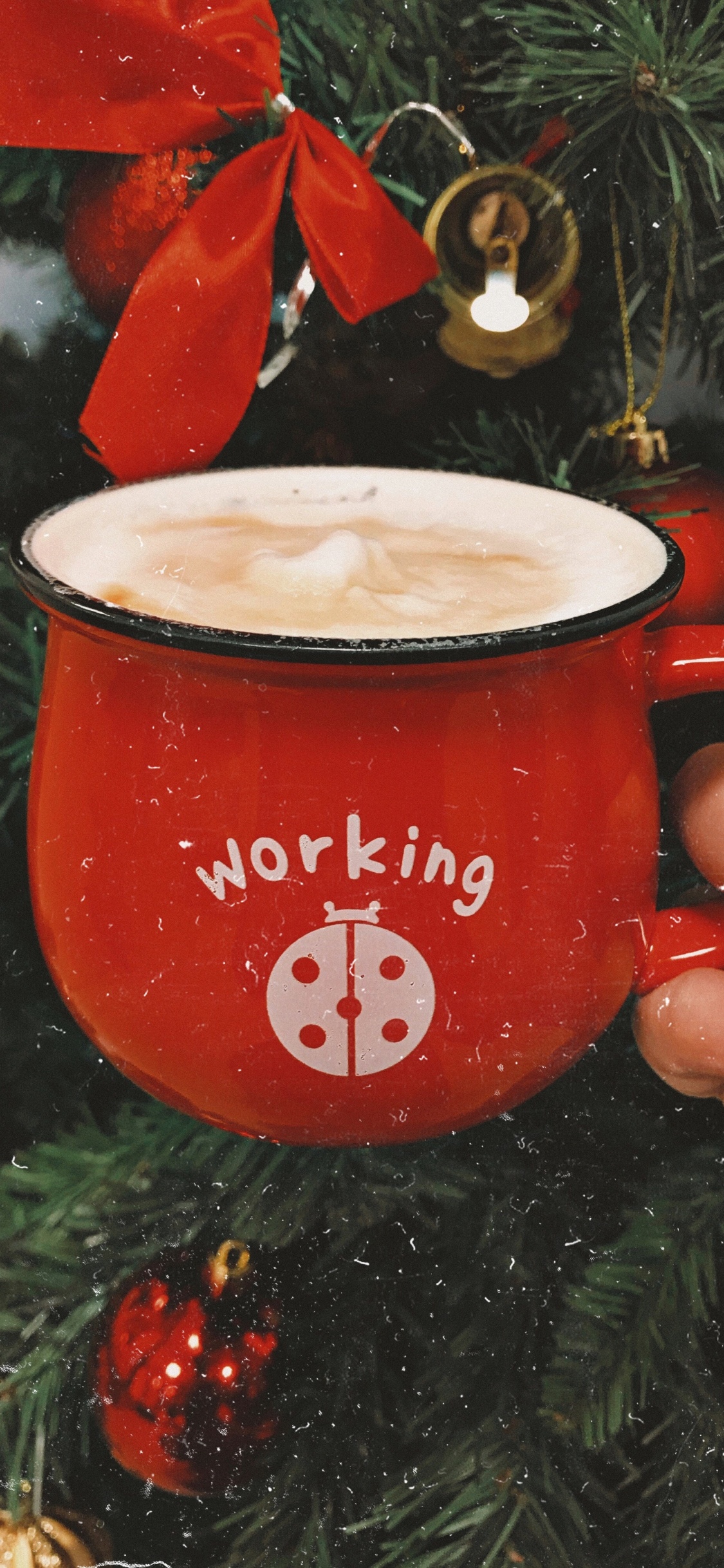 Person Holding Red and White Ceramic Mug With Coffee. Wallpaper in 1125x2436 Resolution