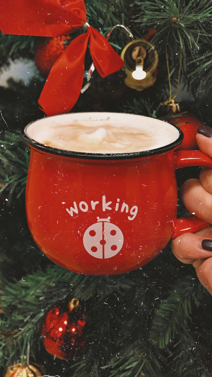 Person Holding Red and White Ceramic Mug With Coffee. Wallpaper in 720x1280 Resolution