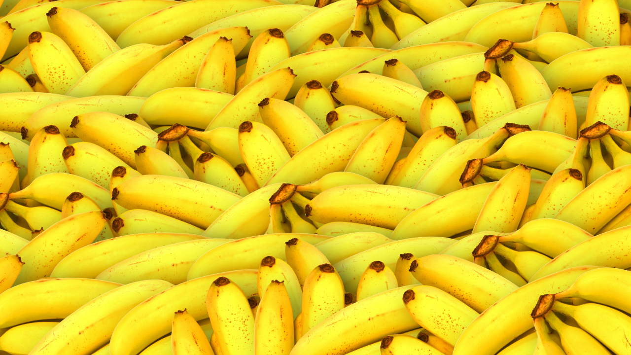 Gelbe Bananenfrucht Auf Braunem Holztisch. Wallpaper in 1280x720 Resolution