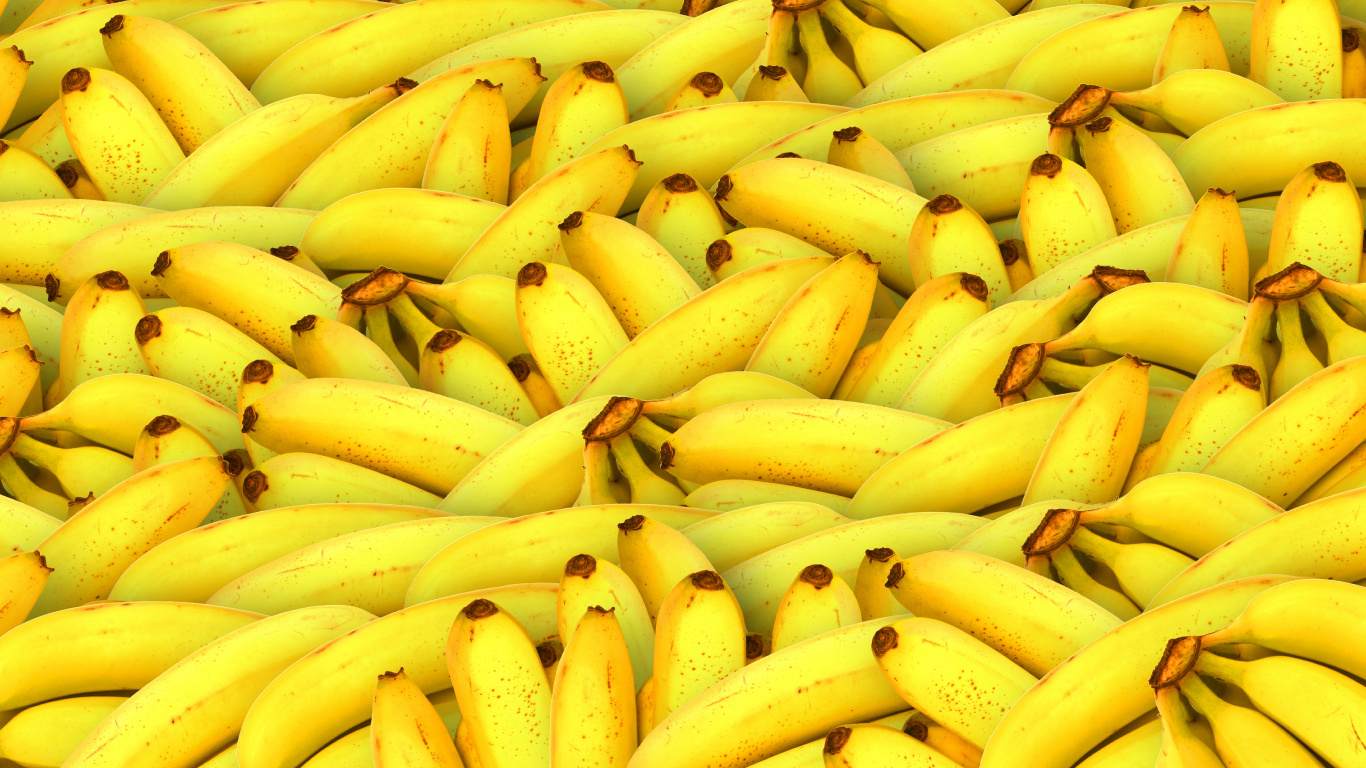 Gelbe Bananenfrucht Auf Braunem Holztisch. Wallpaper in 1366x768 Resolution