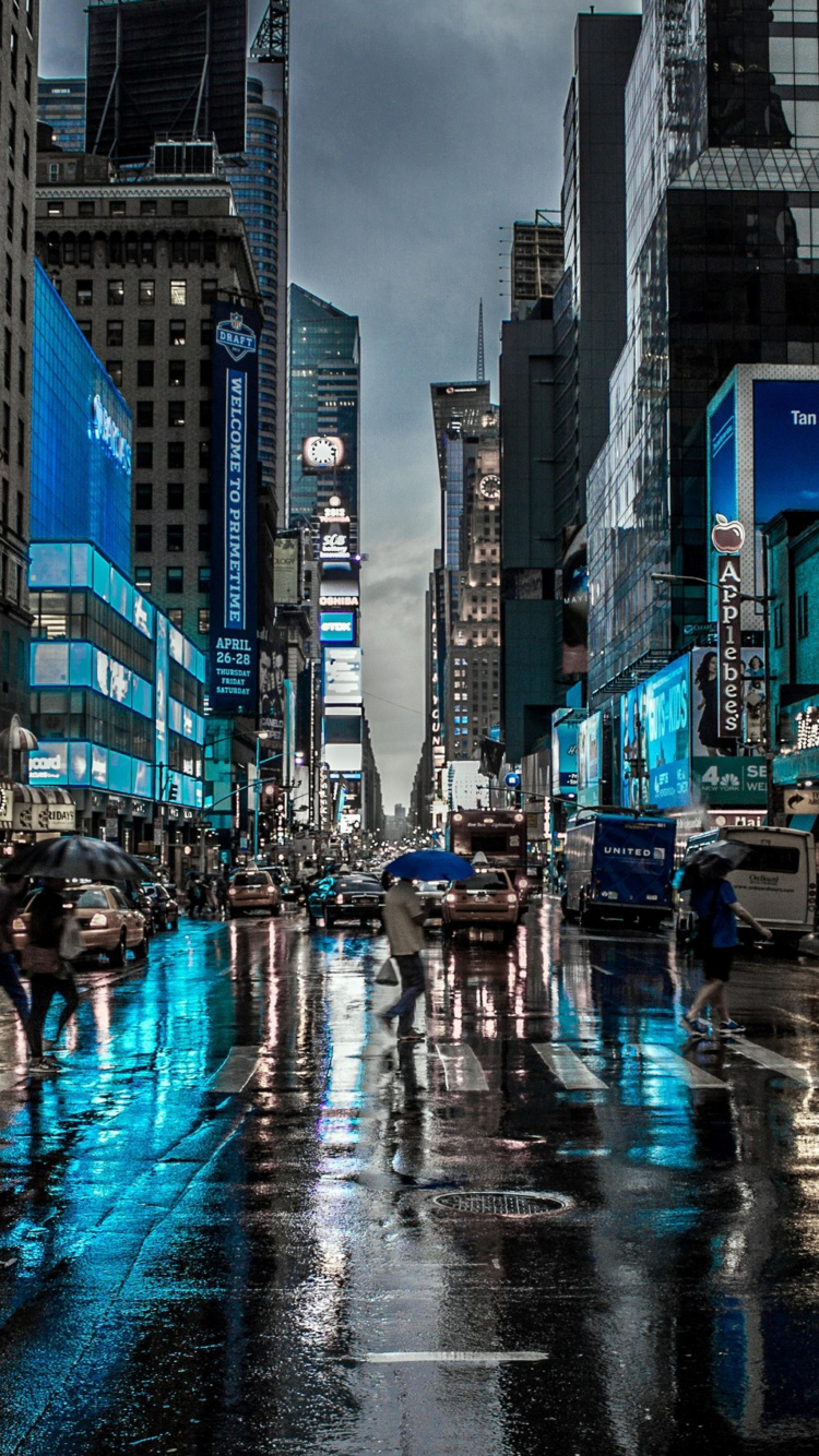 Times Square, Edificio, Agua, Azul, Torre de Bloques. Wallpaper in 750x1334 Resolution