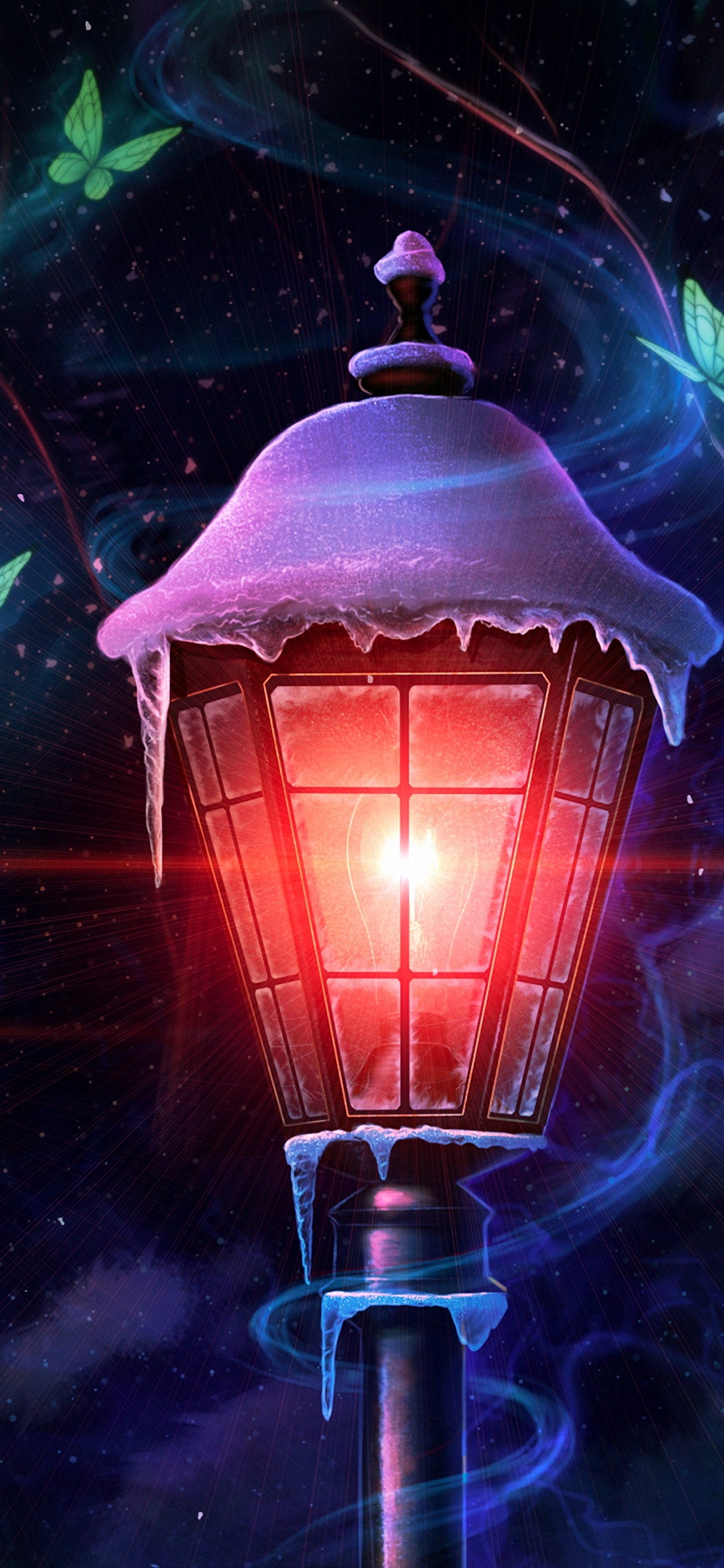 Guirlandes Lumineuses Vertes et Bleues. Wallpaper in 1242x2688 Resolution