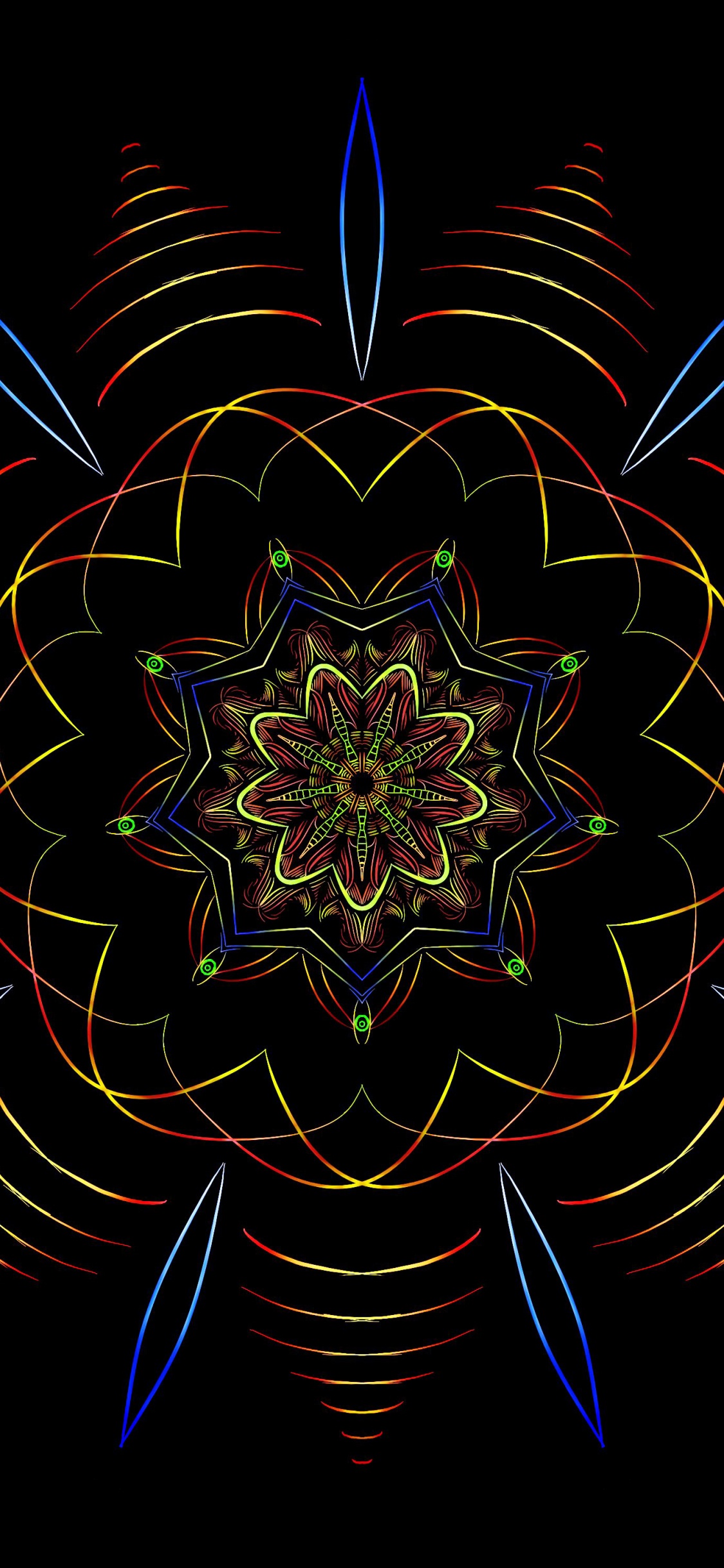 Ilustración de Flor Azul y Blanca. Wallpaper in 1125x2436 Resolution