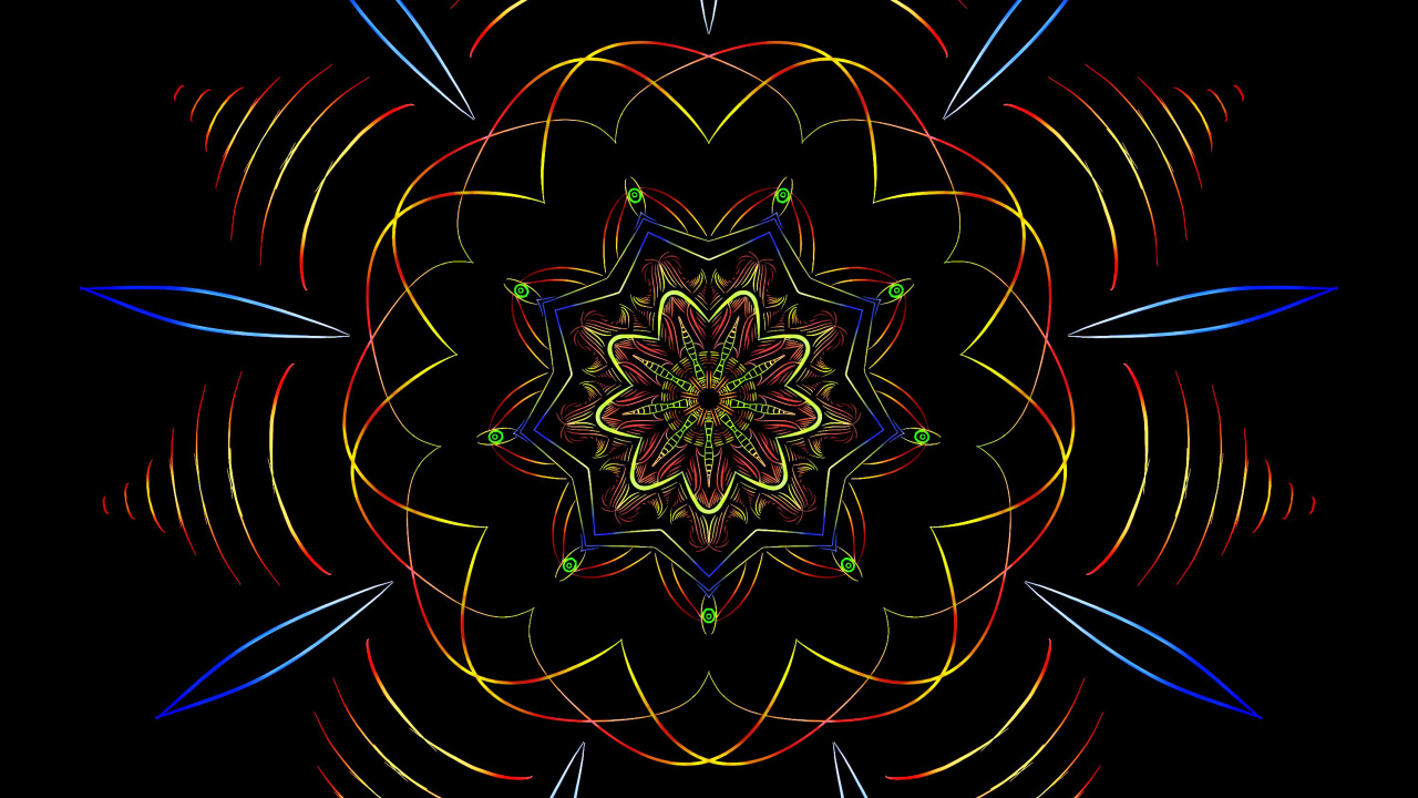 Ilustración de Flor Azul y Blanca. Wallpaper in 1280x720 Resolution