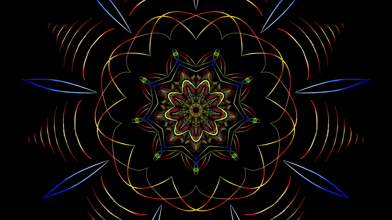 Ilustración de Flor Azul y Blanca. Wallpaper in 1366x768 Resolution