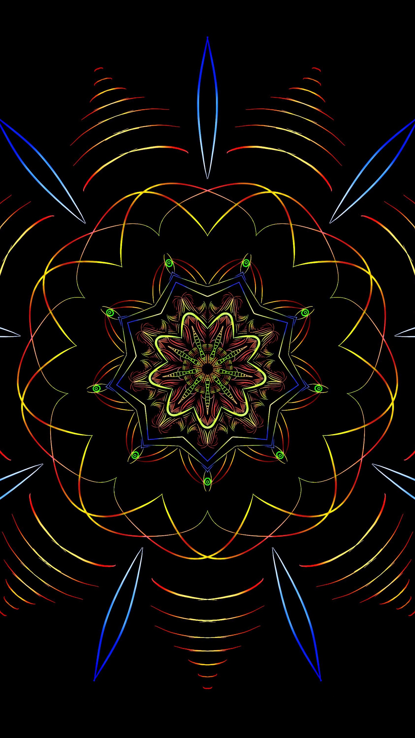 Ilustración de Flor Azul y Blanca. Wallpaper in 1440x2560 Resolution