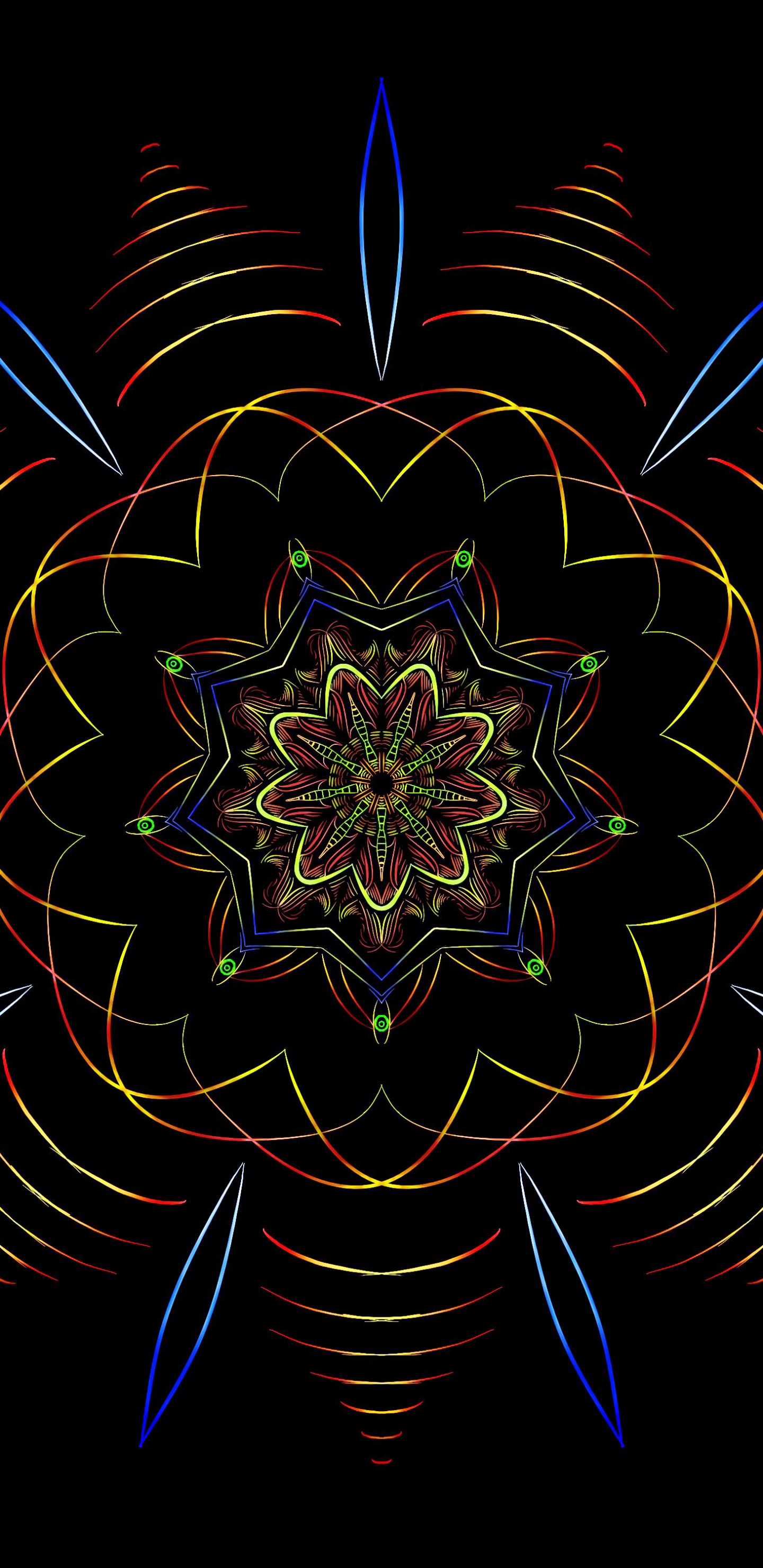 Ilustración de Flor Azul y Blanca. Wallpaper in 1440x2960 Resolution