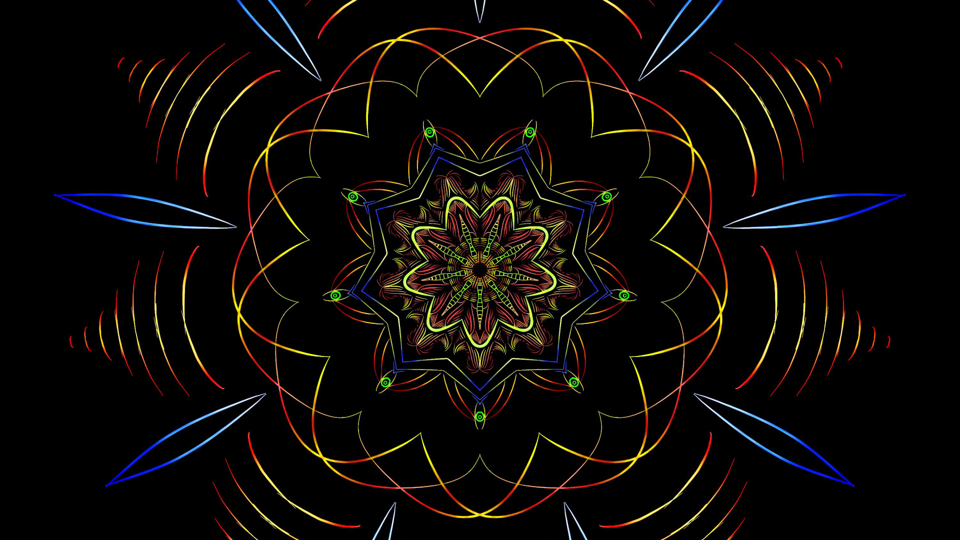 Ilustración de Flor Azul y Blanca. Wallpaper in 1920x1080 Resolution