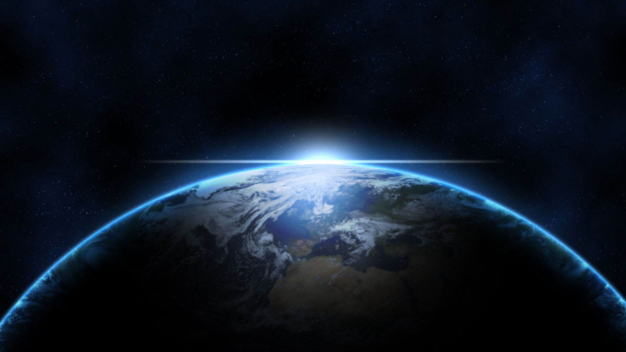 Blau-weißer Planet Und Mond. Wallpaper in 1280x720 Resolution