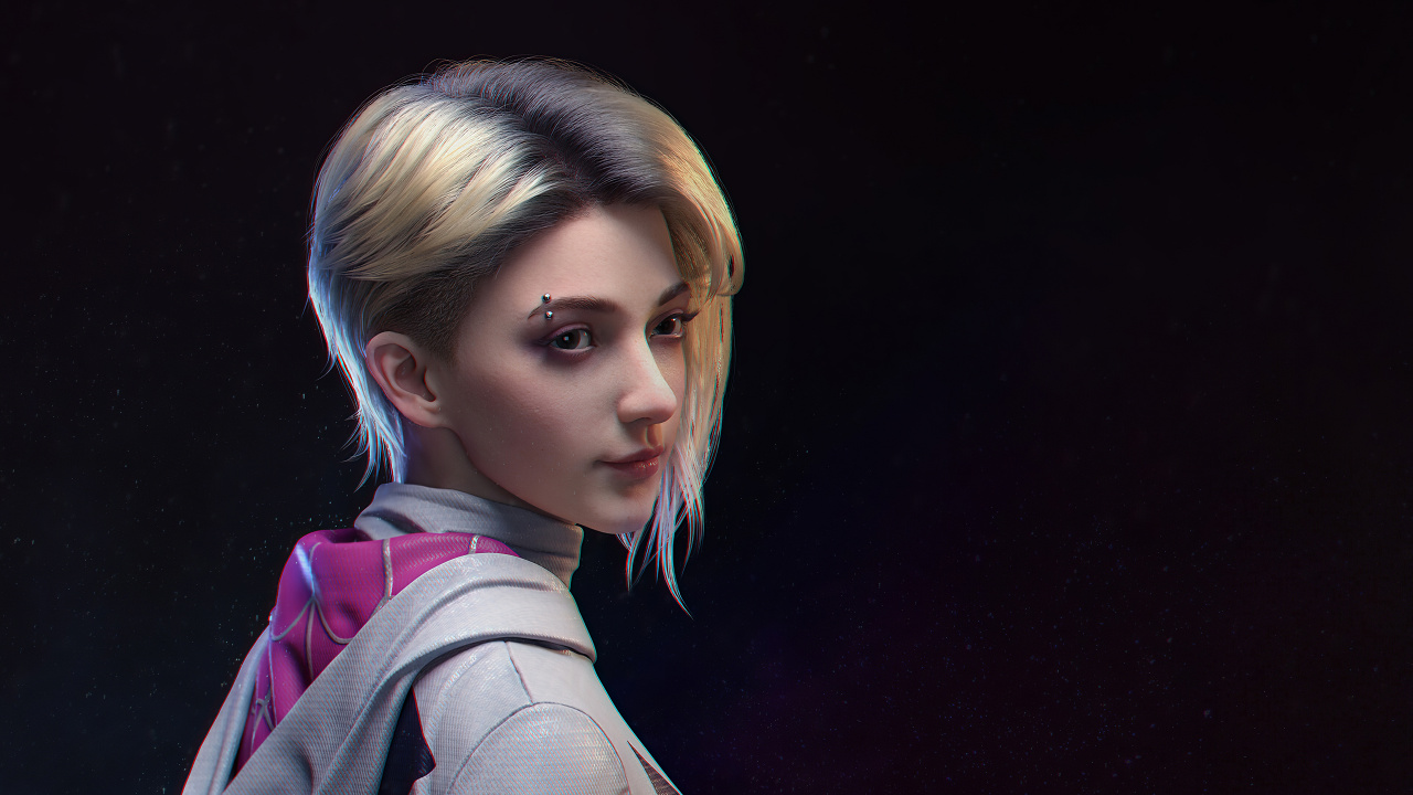 Woman in Gray and Pink Hoodie. Wallpaper in 1280x720 Resolution