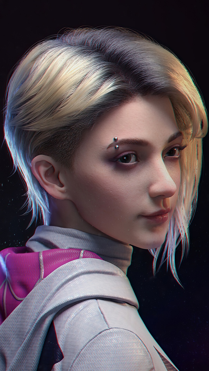 Woman in Gray and Pink Hoodie. Wallpaper in 720x1280 Resolution