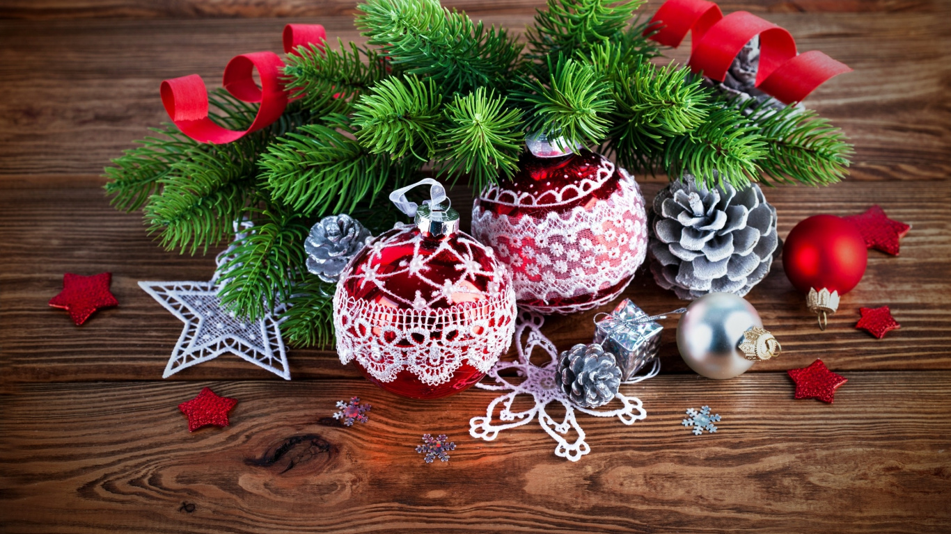 Ornement de Noël, Le Jour De Noël, Nouvelle Année, Décoration de Noël, Sapin. Wallpaper in 1366x768 Resolution