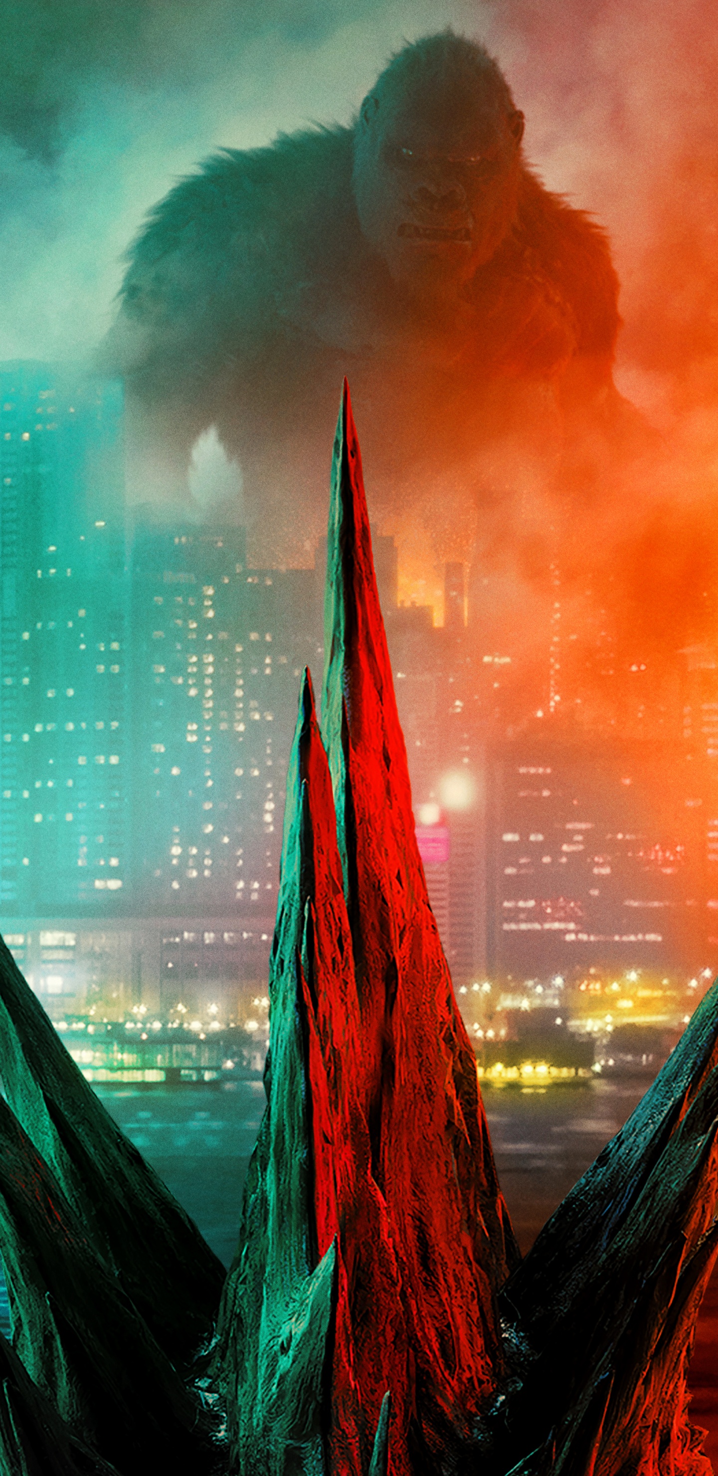 Godzilla, Méchagodzilla, King Kong, Affiche, Kaiju. Wallpaper in 1440x2960 Resolution