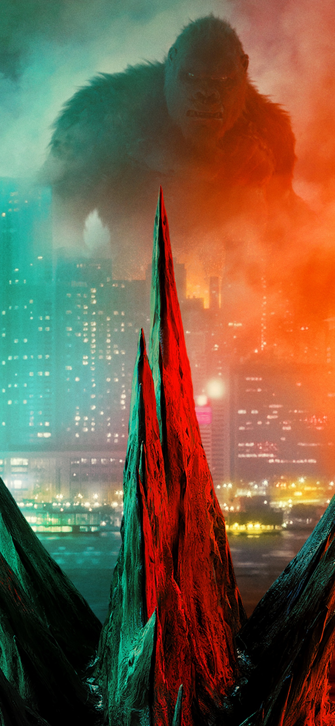 Godzilla, Mechagodzilla, King Kong, Cartel, El Kaiju. Wallpaper in 1125x2436 Resolution