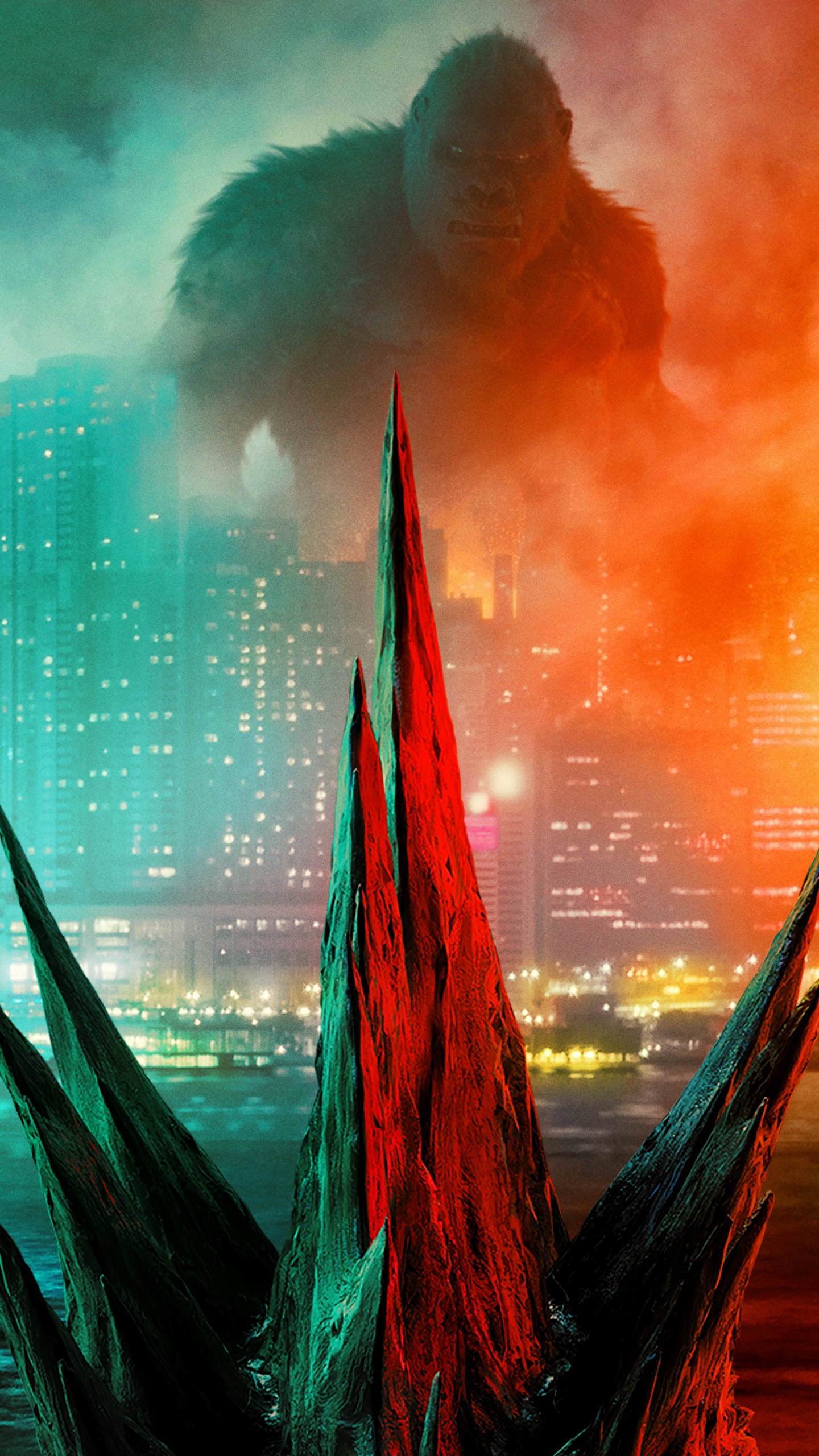 Godzilla, Mechagodzilla, King Kong, Poster, Kaiju. Wallpaper in 1440x2560 Resolution