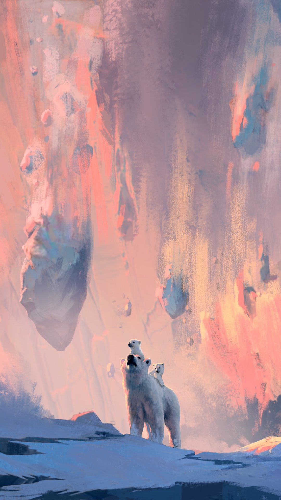 White Dog on Snow Covered Ground. Wallpaper in 1080x1920 Resolution