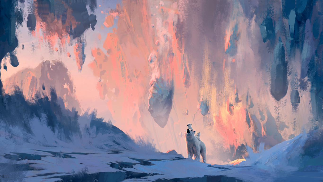 Perro Blanco Sobre Suelo Cubierto de Nieve. Wallpaper in 1366x768 Resolution