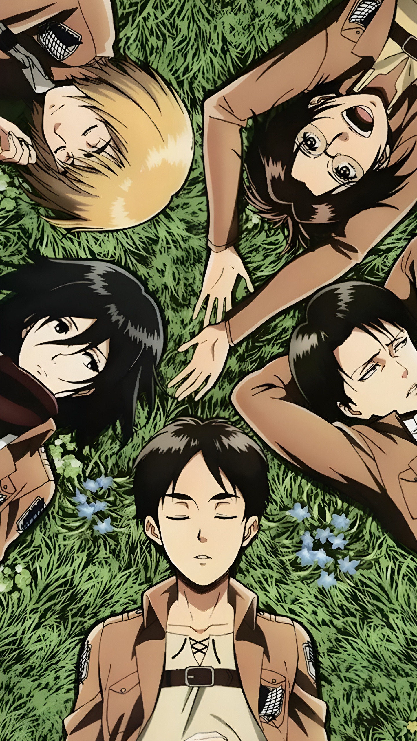 L'anime, Aot Saint Patrick, Eren Yeager, Mikasa Ackerman, Levi Ackerman. Wallpaper in 1440x2560 Resolution